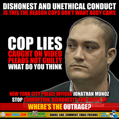 new york city police officer jonathan munoz caught on video commiting perjury pleds not guilty