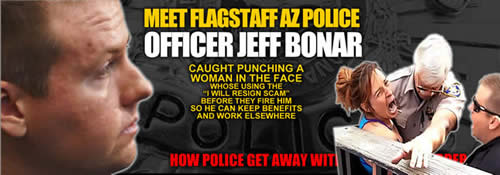 Flagstaff Arizona cop Jeff Bonar punches woman in the face