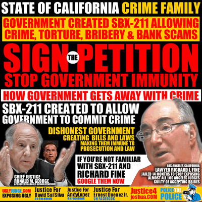 State of California crime family SBX-211 allows dishonest judges to get away with crime