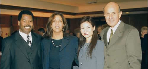 Above are Brazile, wife Nitra Brazile, Carol Chiang (Lee Baca’s wife) and then-Sheriff Lee Baca at a reception for the enrobing of Los Angeles Superior Court Judge Dalila Lyons