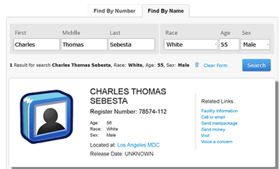 Charles Thomas Sebesta Federal custody